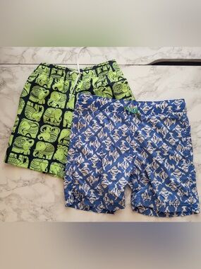 GUC J. Crew  Crewcuts swim trunks 6 lot of 2 blue green